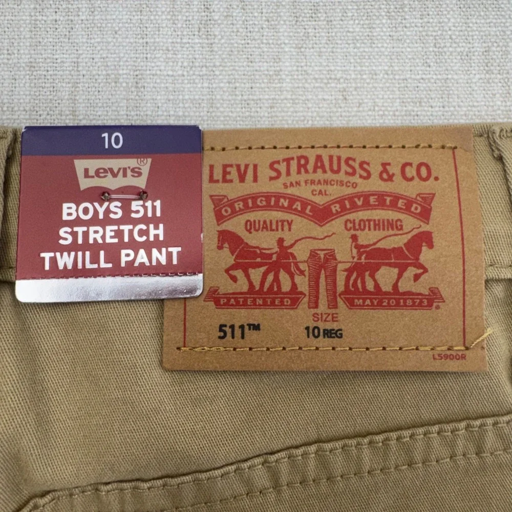 Levis Boys‎ 511 Slim Fit Adjustable Stretch Twill Pants Harvest Gold Tan Size 10